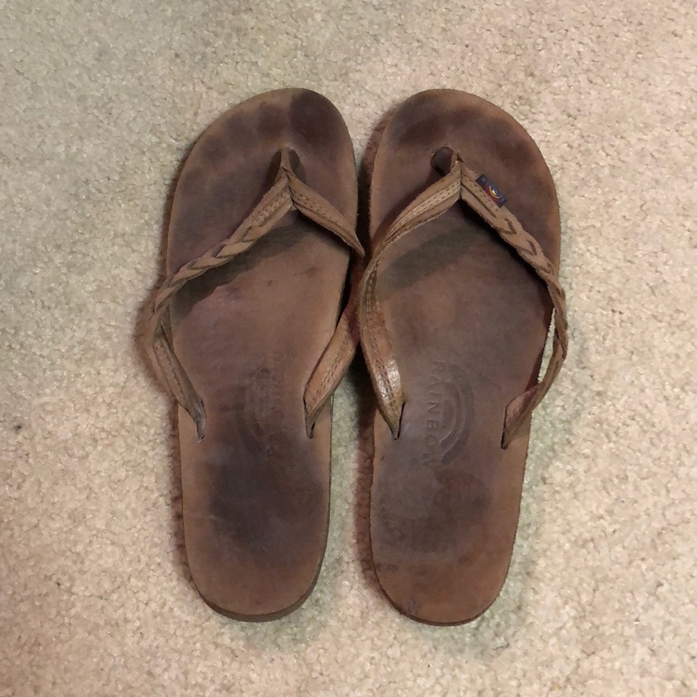 Rainbow flip flops